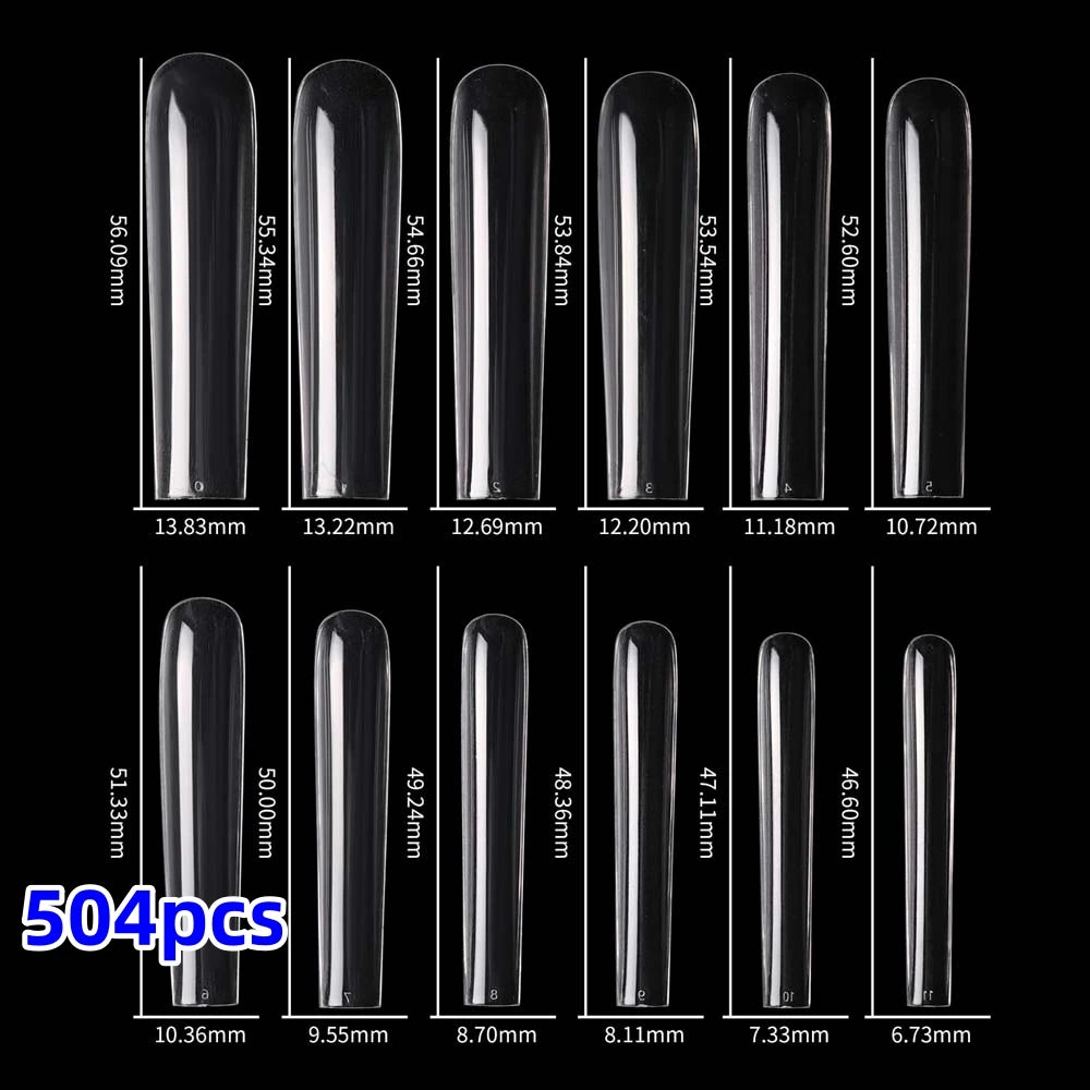 600Pcs Extra Long Hawk Curved Nail Tips Half Cover Eagle Claw Curve False Nails Extension 10 Sizes Bag Packaging for Art Salon *