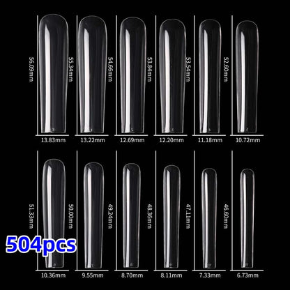 600Pcs Extra Long Hawk Curved Nail Tips Half Cover Eagle Claw Curve False Nails Extension 10 Sizes Bag Packaging for Art Salon *