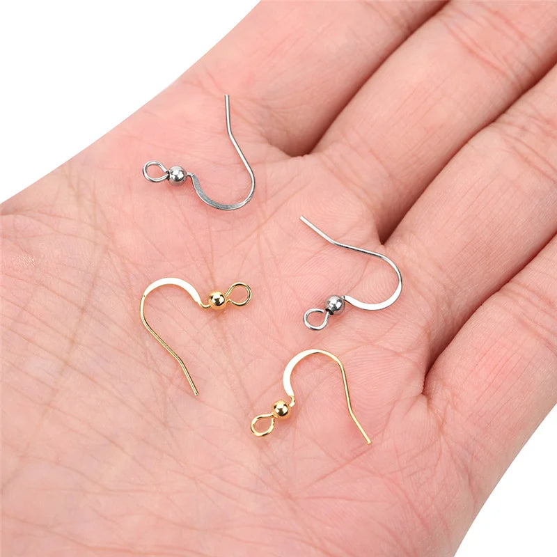 50pcs Never Fade PVD Stainless Steel Earrings Hooks Clasp Bulk Anti Allergy Earring Making Earing Wires For Diy Jewelry Findings.