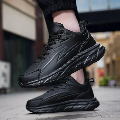 Black Leather Shoes for Men Height Increasing Winter Fashion Sneakers Plus Fur Warm Outdoor Cotton Casual Shoes Men Shoe Size 48.