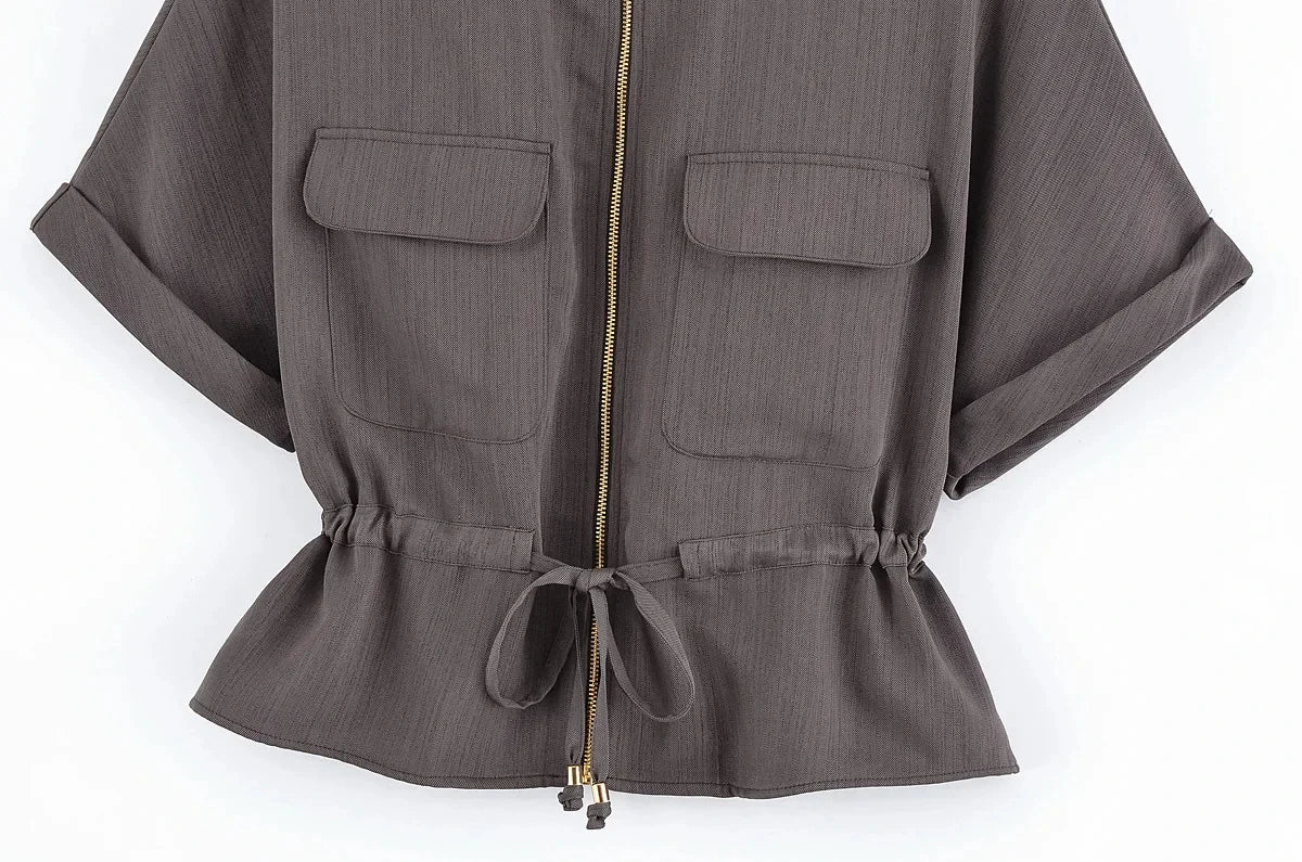 Casual Pants 2 Pieces Sets For Women Short Sleeve Coat High Waist Trousers Women's Suit 2025 Two Pieces Loose Woman Outfits.