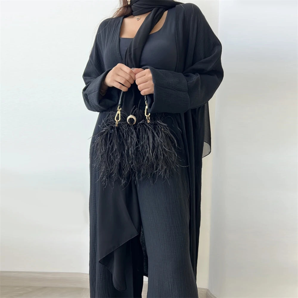 Modest Kimono Abaya Dubai Muslim Sets Islam Kaftan Dresses Kebaya Robe Femme Musulmane Abayas For Women Caftan Marocain Djellaba.