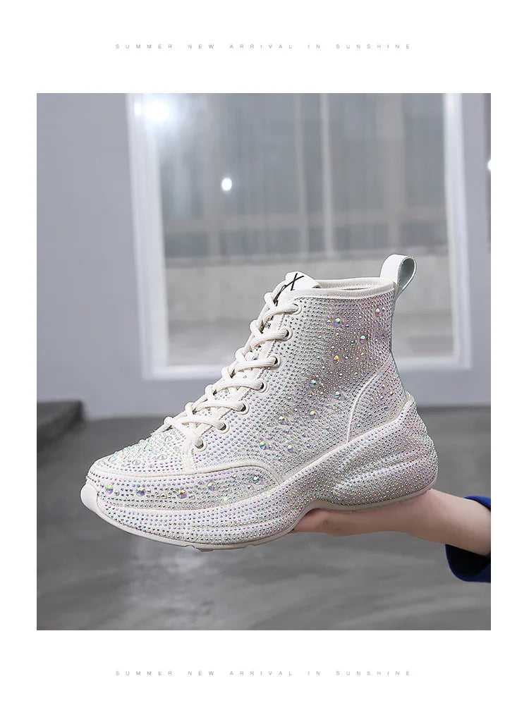 2025 Shiny Rhinestones Thick Sole Autumn Winter Short Ankle Women Boots Women's Shoes for Woman Booties Boots for Women.