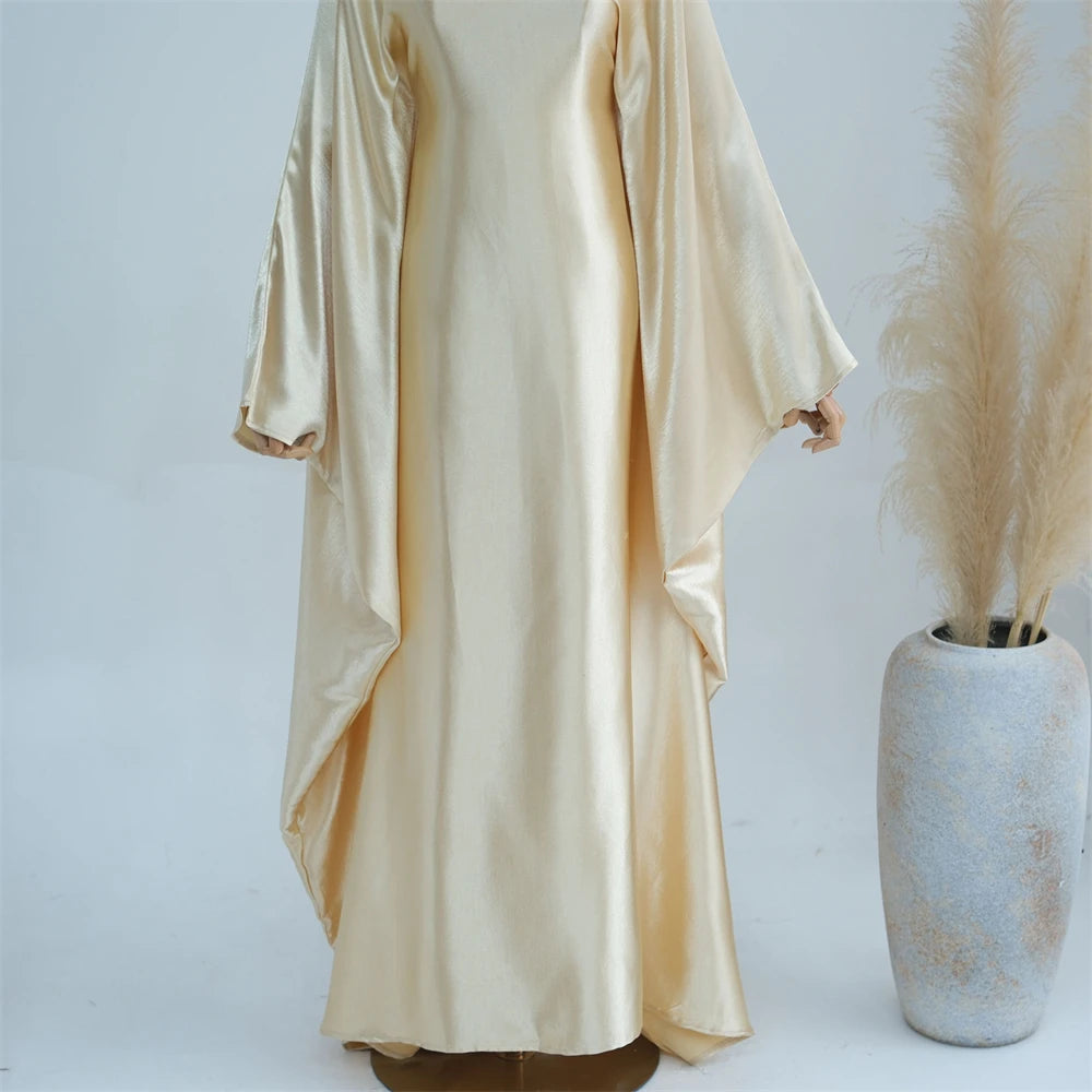 Eid Batwing Satin Shimmer Soft Crepe Abaya Dubai Luxury 2024 Islam Muslim Maxi Kaftan Dress Kebaya Abayas For Women Vestidos