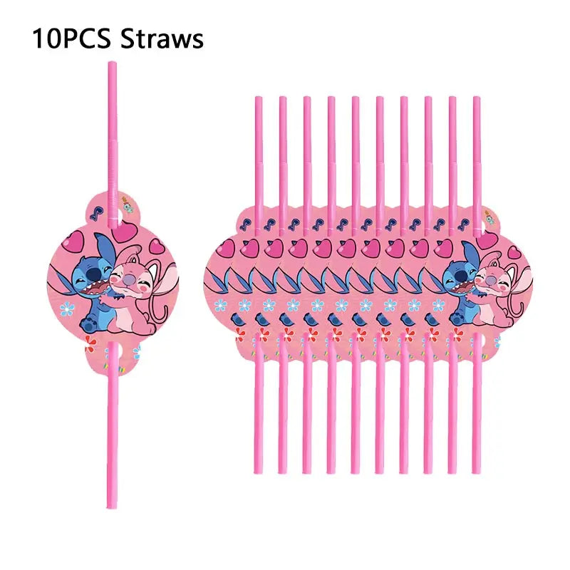 Disney Lilo Stitch Geburtstag Party Dekoration Kinder Stitch Thema Geschirr Set Engel Luftballons Happy Banner Zubehör für Mädchen zugunsten