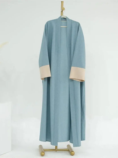 Ramadan Eid Open Linen Abaya Kimono Turkey Islam Muslim Modest Kaftan Dress Prayer Clothes For Women Kebaya Robe Femme Musulmane.