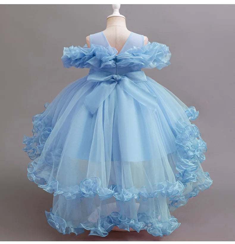 3-10 Jahre altes Mädchen Kinder schleppendes Kleid neues elegantes Mädchen Performance Puffrock Prinzessin Rock Blume Kinder Hochzeit Mädchen.