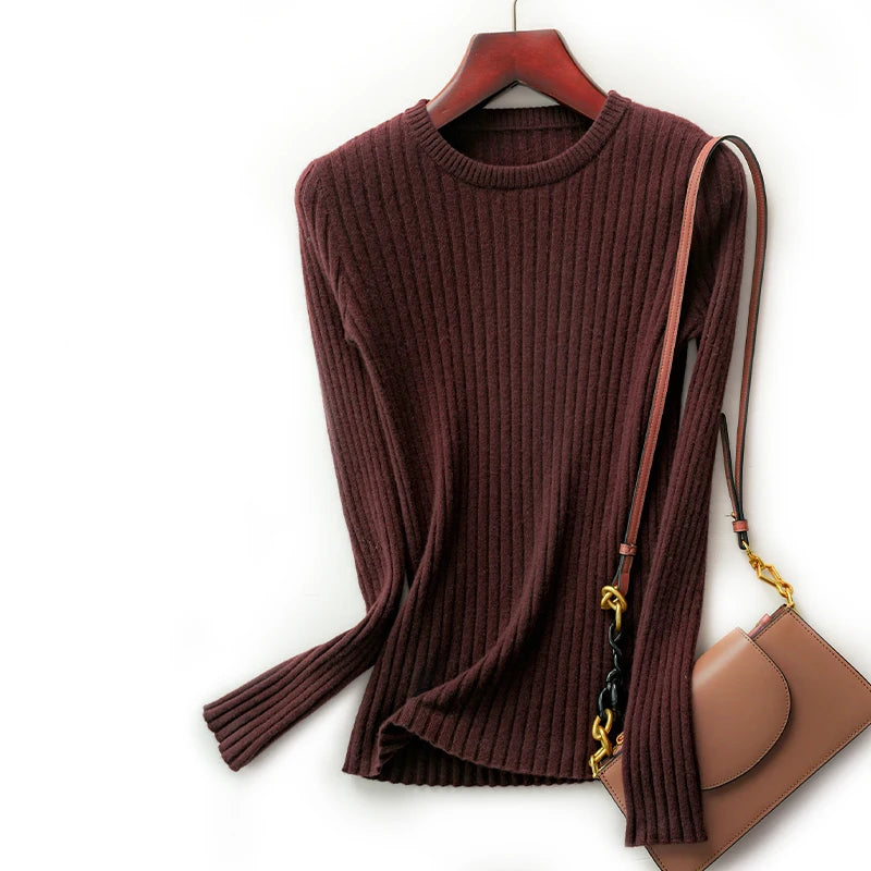 Frauen Pullover Oansatz Herbst Winter Grundlegende Pullover Warme Casual Pulls Jumper Koreanische Langarm Solide Strickwaren Bodenbildung Top.