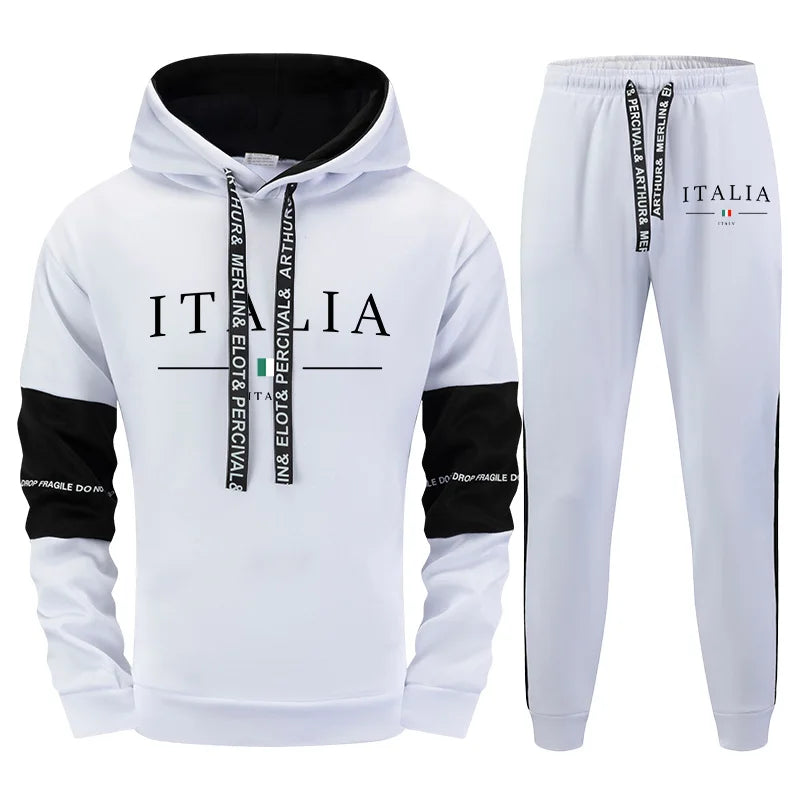 Mens Tracksuit Outdoor Quality Autumn Winter Simple Casual Sports Hooded Single Sweatshirts And Sweatpant Comfort Sports Fitness.