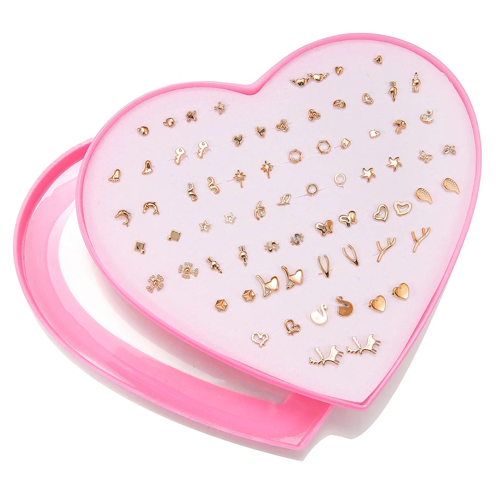 Multicolor 36Pairs Cartoon Hypoallergenic Plastic Stud Earrings Set For Women Girl Cute Animal Flower Ear Wedding Gifts Jewelry