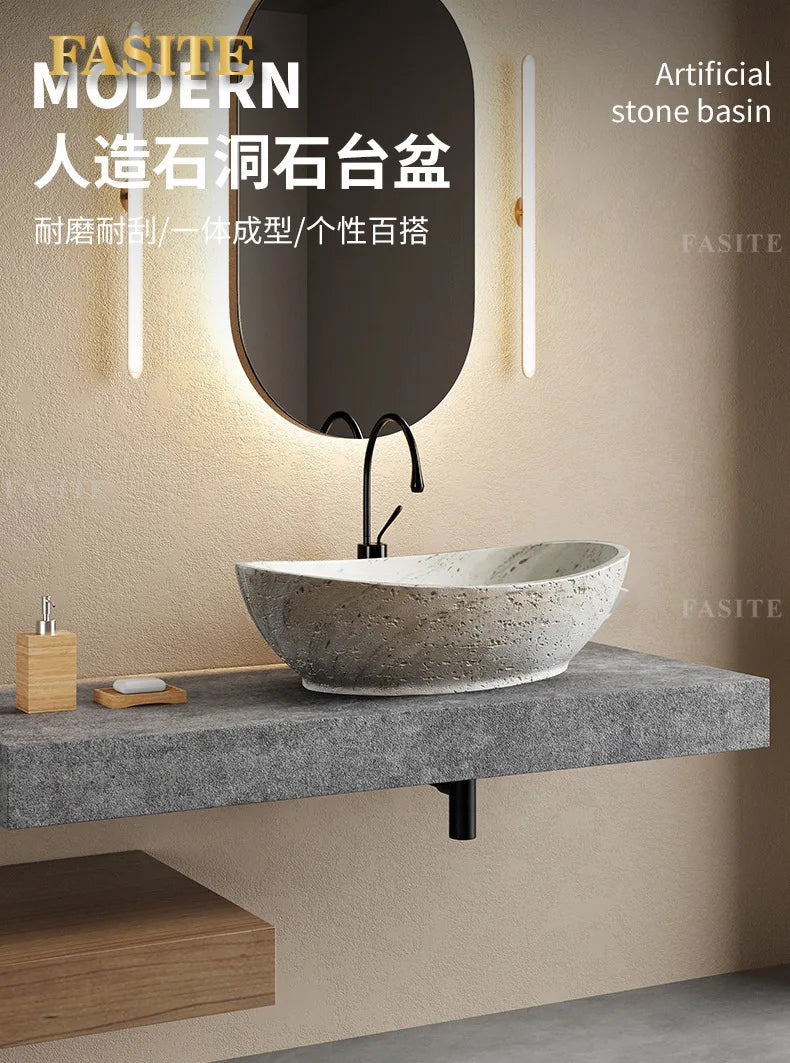 Direkt vom Hersteller integrierter Badezimmer-Haushaltsbalkon-Waschbecken Waschbecken Waschbecken Kunststein-Kunst-Tischwaschbecken