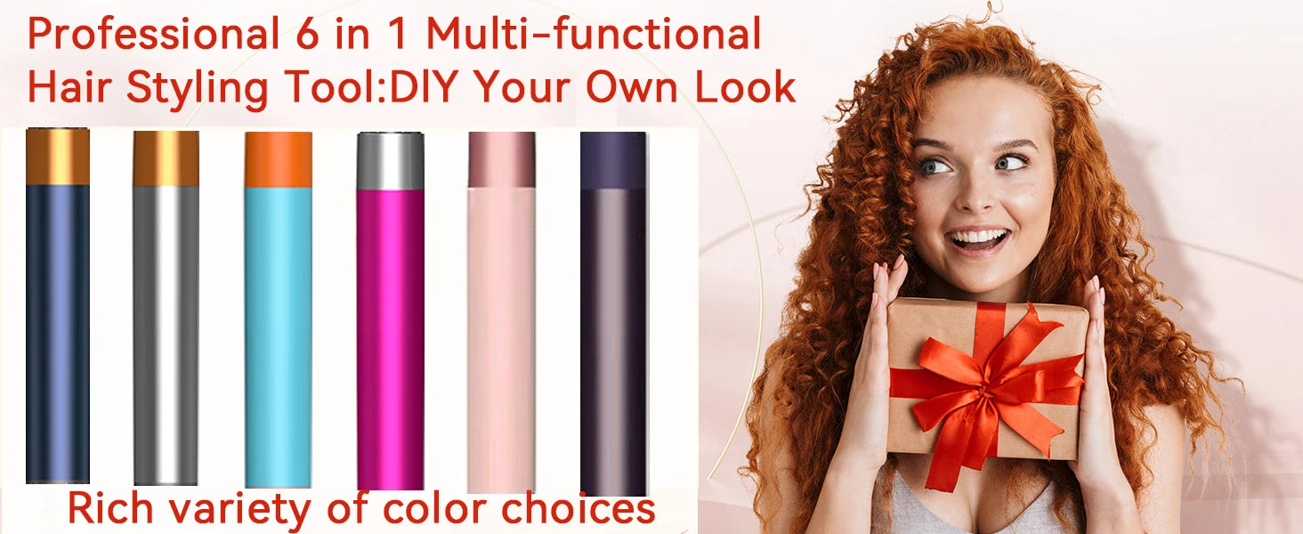 Professional 6IN1 1300W Multi-Functional Hair Styler - Dry, Straighten, Curl with Brush, Ideal for Salon & Home Use.