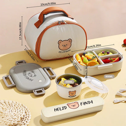 WORTHBUY Portable Plastic Bento Lunch Box With 3 Removable Compartment Leak-proof Microwave Salad Food Container For Kids School