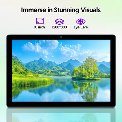 New Android 10.1-inch tablet, supports Google Play, quad-core processor, 12GB (3+9) RAM, 64GB ROM, Bluetooth, 6000mAh battery.
