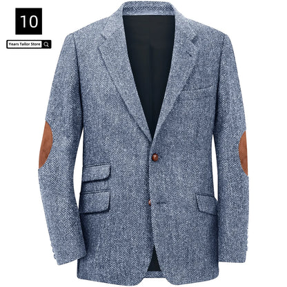 Men's Blazer Herringbone Single Breasted Casual Elegant Man Suit Jackets Coat Men's Stage Clothing Clothing-for-men Male Clothes.