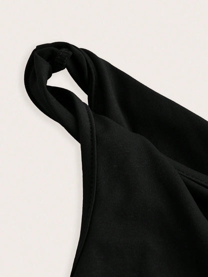 Women's Sexy One Shoulder Asymmetry Hem Crop Top Shoulder Knot Desigh Backless Slim Fit Cami Top streetwear 2025 Summer