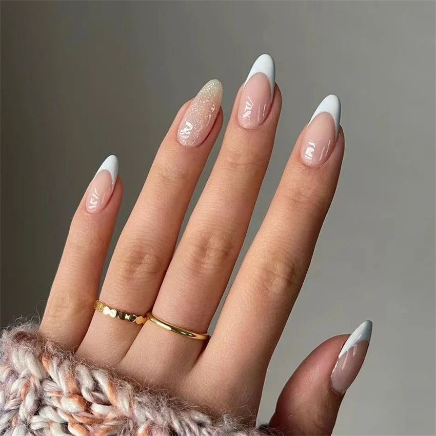24Pcs Manicure Wearable Fake Nails Ballerina Removable Coffin Fake Nails Finished Women Girls Almond False Nails Art Decoration