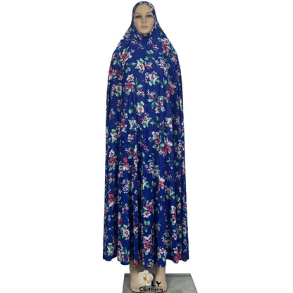New Dubai Islamic Robe Ramadan Womens Hooded Abaya African Sleeveless Loose Soft Prayer Garment Muslim Floral Dress With Hijab