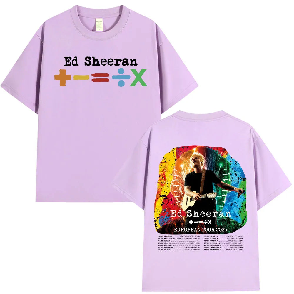 Ed Sheeran European Tour 2025 T Shirts Men Women Clothing Summer Cotton Casual Short Sleeve T-shirt Fashion Oversized Tee Shirt.