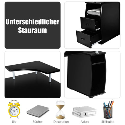 Computertisch mit Schubladen, Tastaturauszug, Druckerablage und CPU-Ständer, Schreibtisch mit Stauraum, Bürotisch, Arbeitstisch