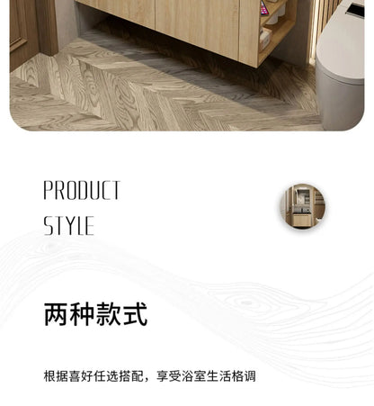 Leichter Luxus-Badezimmerschrank-Kombination, Badezimmer-Waschbecken, Gesichtswaschbecken, Toilettenholz, Waschbecken aus Keramik, integriertes Waschbecken im japanischen Stil