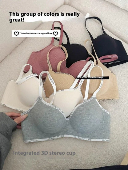 Wireless Push Up Bra for Small Chest - Seamless Anti-Sagging Invisible Bralette, Enhance Lift Comfort No Trace (Letter Design).