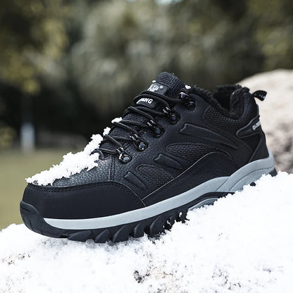 Winter Tactical Boots Combat Autumn Hiking Boots Men Snow Warm Fur Sneakers Padded Trekking Black Waterproof Leathe Sneakers