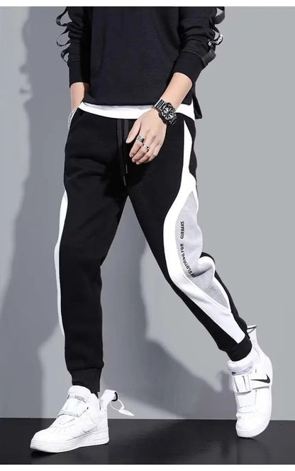 Men Black Pants Hip Hop Drawstring Jogger Fashion Comfortable Trousers Male Casual Sweatpants Loose Elastic Waist Sportswear.