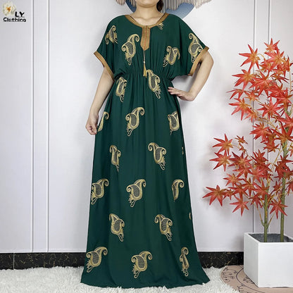 New Dubai Fashion Women Party Evening Dress 2024 Summer Short Sleeve Elasticity Embroidery Femme Robe African Islam Loose Abaya.