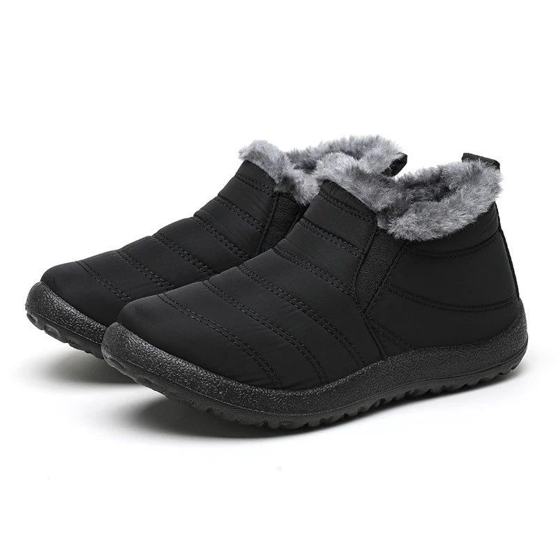Snow Waterproof Boots Men Platform Shoes For Men Slip On Warm Fur Ankle Boots Men's Winter Shoes Plush Footwear Work Shoes.