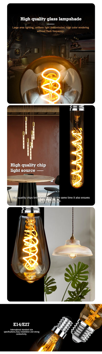 E14 E27 Spirale Licht G80 G95 G125 LED Glühlampe 220V 4W 2200K Retro Vintage Lampen dekorative Beleuchtung dimmbare Edison Lampe.