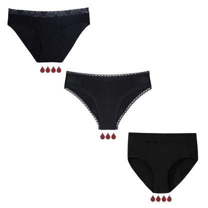 3 PCS Cotton Menstrual Panties Women Lot Leak Proof Period Underwear Heavy Flow 4 Layer Menstrual Cycle Absorbent Underwear Pack.