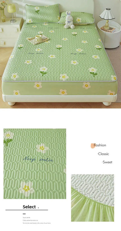 Cartoon Cute Pattern Cooling Fitted Sheet Single Natural latex fabric Soft cushion for Bedding Slow rebound Non-Slip Mattress.