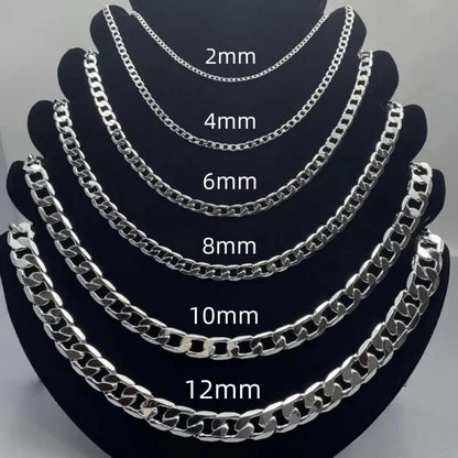 Men's 925 Sterling Silver Necklace 2/4/6/8/10/12MM 40-75cm Face Chain Necklace Lobster Clasp Men Women Engagement Jewelry Gifts.