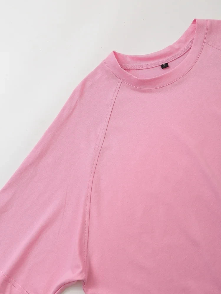 HH Women Casual Sport Pant Suit Vintage Solid Short Sleeve O Neck T-Shirt + Drawstring Jogging Pants Woman Commuting Sets.