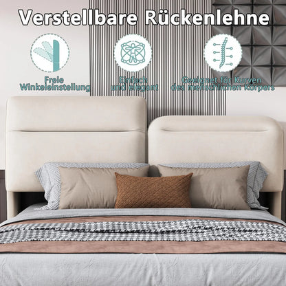 Lazyspace Samt gepolstertes Bett, Doppelbettrahmen, hydraulisches Bett mit Stauraum, verstellbarem Kopfteil und LED-Beleuchtung unter dem Bett