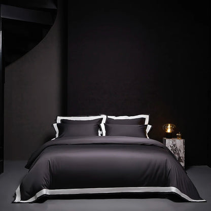 4Pcs Premium 1000TC Egyptian Cotton Solid Color Hotel Style Wide Edge Bedding Set Duvet Cover Bed Sheet/Fitted Sheet Pillowcases.