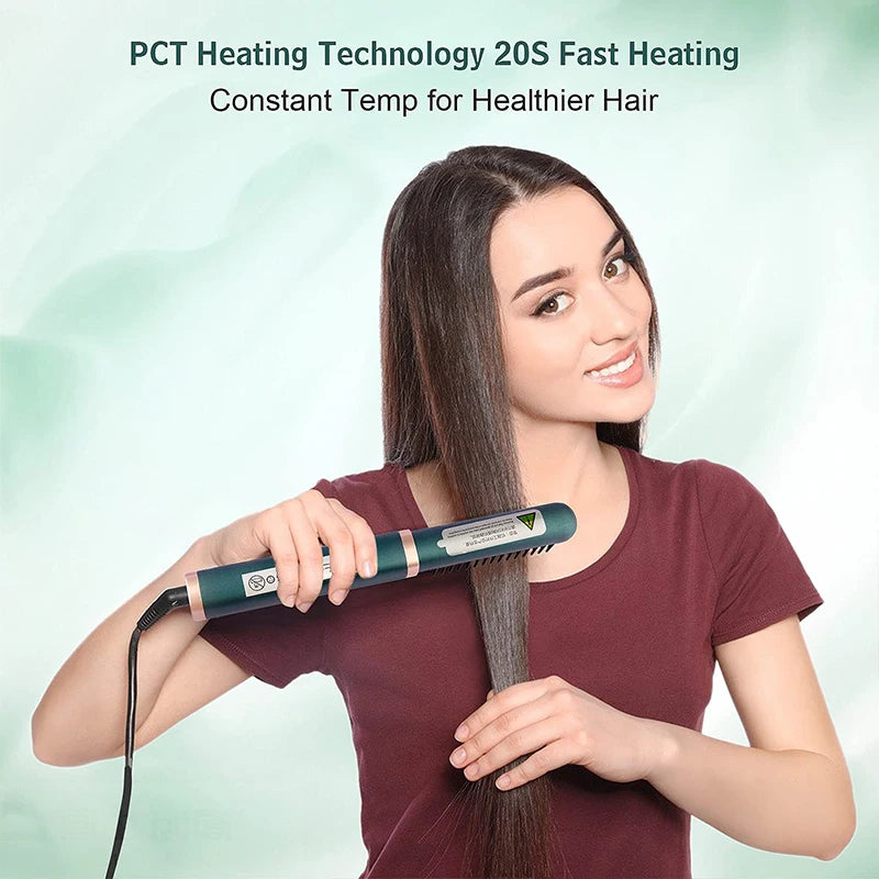 Electric Hair Straightening Brush Fast Heating Hot Comb Brush Negative Ion Hair Straightening Comb.