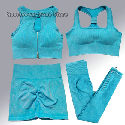 Yoga Suit High Waist Leggings Running Training Tights Sports Outfits Long Sleeve Crop Top Bra Seamless Fitenss Set Fitness Wear