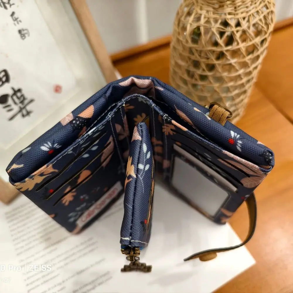 Women Cute Zipper Hasp Short Wallet PU Leather-Capacity Coin Purse Money Bag Frosted Printing ID Card Holder Girl Cute Clutch.