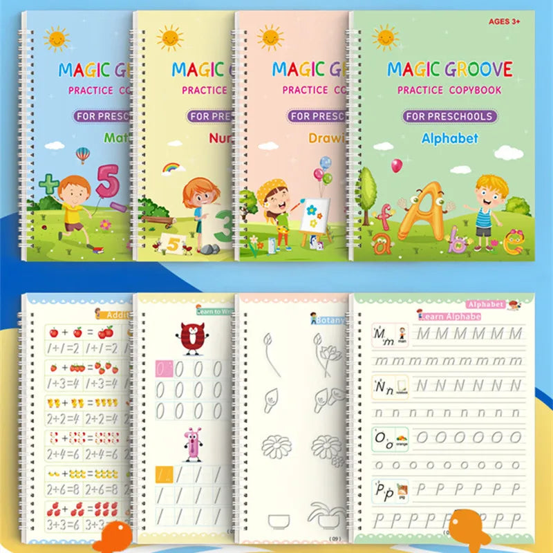 Reusable Magic Copybook Drawing Toys for Children Montessori Pen Control Training Writing Sticker Learning Educational Toy Kids.