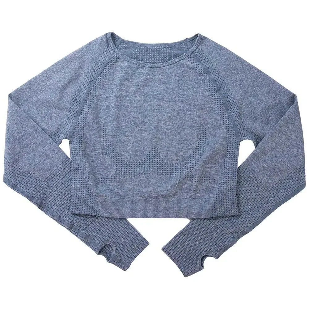 Seamless Yoga Suit Women's Long Sleeve Jacquard Sports High-Waisted Tightening Leggings Fitness Top Origin China