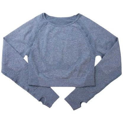 Seamless Yoga Suit Women's Long Sleeve Jacquard Sports High-Waisted Tightening Leggings Fitness Top Origin China