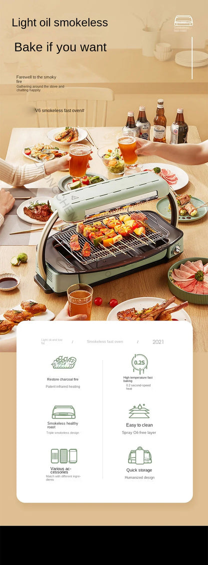 New Smokeless Barbecue Oven Barbecue Pot Household Multi-function Indoor Electric Oven Korean Style Skewer.