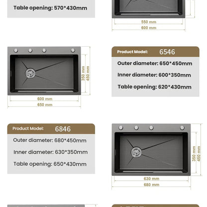 Kitchen Sink Stainless Steel Rice Grain Pattern Multifunctional Wear and Stain Resistant Large Single Slot Wash Dish Basin