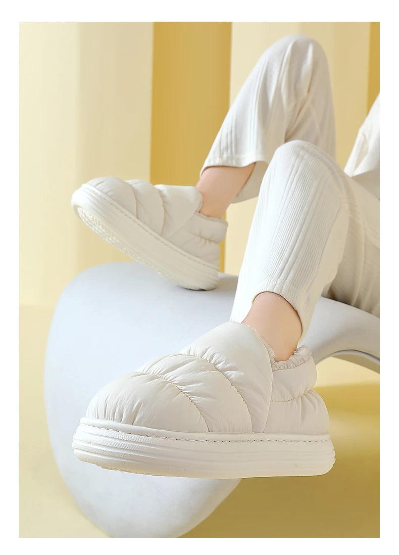 QYCKABY Plush Shoes For Women Mules Indoor Outside Winter Home Warm Fluffy Anti-skid Boots Fur Cotton Shoe Men Outdoors Sneakers.