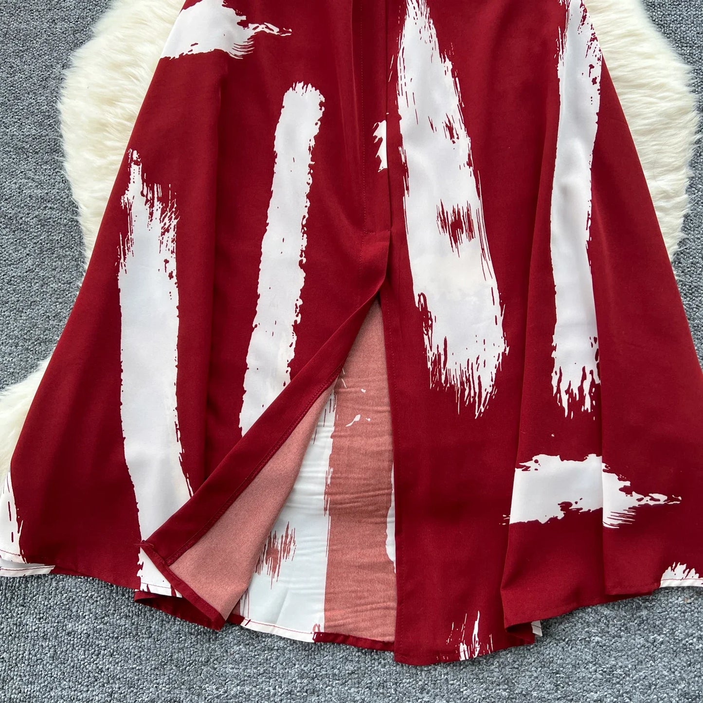 Neue Sommer Druck Süße Kleid Träger O Neck Backless Split Elegante Damen Urlaub Strand Party Midi Sommerkleid