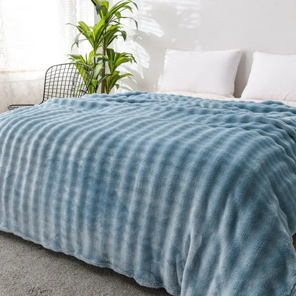 Solid Color Flannel Rabbit Fur Blanket Nap Cover Blanket Soft Sofa Blanket Coral Fleece Cover For Bedroom Manufacturer Wholesale