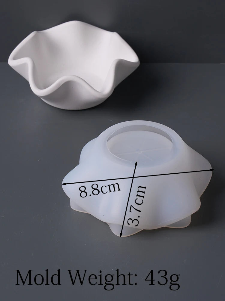 Curved Edge Bowl Silicone Mold DIY Handmade Gypsum Concrete Casting Scented Candle Cup Jewelry Storage Mold Craft Gift Home Deco.