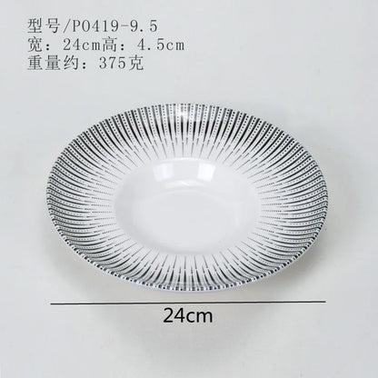 Melamine Tableware Set Round Dinner Plate Western Steak Plates Serving Fruit Salad Bowl Dessert Snack Tray.